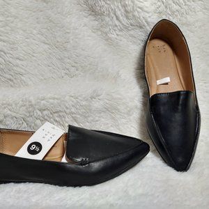 A New Day. Black flats. Faux leather. 9.5. New.